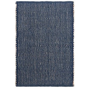Tapis moderne en coton tissé plat, rectangulaire, bleu marine uni, pour salon, décoration intérieure, lavable, avec envers en jute - Product Image 1