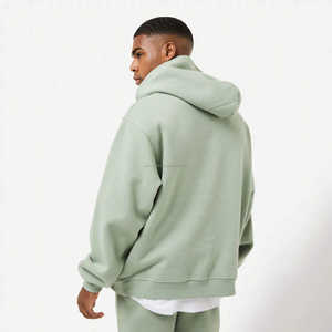 Sudaderas de algodón 100% de peso pesado para hombre, jersey con capucha, estampado de logotipo personalizado, diseño de hombro caído, estilo de invierno, sin cuerda en blanco - Product Image 4