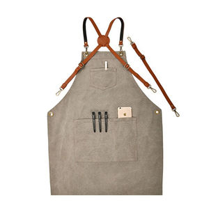 Nuevo Delantal de Trabajo para Hombre, Personalizado, de Algodón y Poliéster, con Correas de Cuero, Delantal de Chef de Alta Calidad - Product Image 4