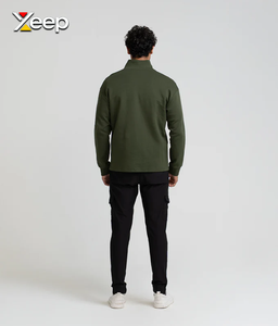Camiseta de Manga Larga Personalizada XEEP para Hombre, Jersey Sólido de Poliéster/Algodón, Bordado, Cierre Frontal con Cremallera, 180 Gramos, Alta Calidad, OEM - Product Image 4