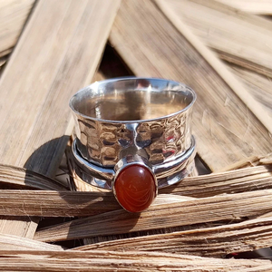 Carnelian <b>Spinner</b> <b>Ring</b> 925 Sterling Fidget Carnelian <b>Silver</b> <b>Spinner</b> <b>Ring</b> Anxiety Relief Handmade Boho Jewelry Gift - Product Image 4
