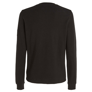 Camiseta de Punto de Manga Larga para Hombre, Cuello Redondo, Color Negro, Corte Regular, Color Sólido, Uso Casual, Logotipo en la Manga Izquierda - Product Image 3