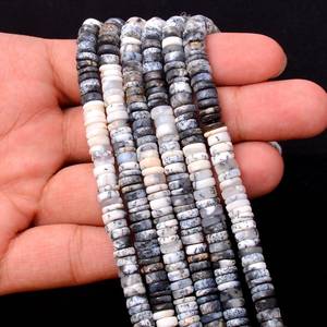 Cuentas de ópalo dendrítico natural lisas tipo Heishi de 4 mm a 5 mm, hilo de cuentas de ópalo dendrítico sueltas para pulseras y collares, a granel. - Product Image 2