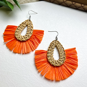 Handmade Rattan <b>Earrings</b> Natural Woven Folk Art Classic Lightweight Eco Friendly Wedding <b>Holiday</b> Jewelry TUYET DUNG Brand Made - Product Image 1