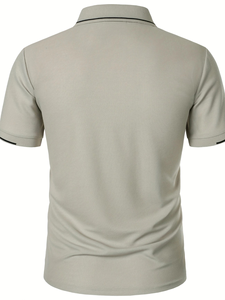 Polo à manches courtes pour homme, décontracté, boutonné, en tissu tricoté léger et respirant, tenue décontractée idéale, t-shirt décontracté - Product Image 3