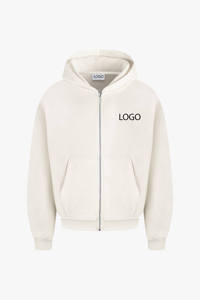 Ensemble survêtement homme blanc uni avec logo personnalisé, sweat à capuche zippé et pantalon de jogging assorti, vente en gros OEM ODM - Product Image 5