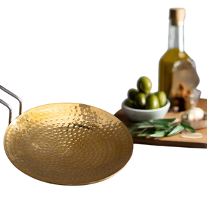 Olla Kadhai/Wok de Latón Martillado Artesanal para Freír, Utensilio de Cocina Tradicional Indio Hecho a Mano, Calibre Grueso, Calidad Premium - Product Image 6
