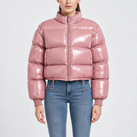 Blouson matelassé pour femme, col montant, fermeture éclair, blocs de couleur, manches raglan, manteau d'hiver chaud, design personnalisé