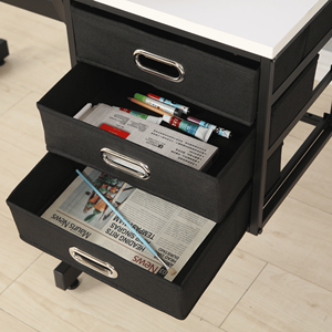 Scrivania da ufficio regolabile con sgabello e 3 cassetti - Bianca - Product Image 6