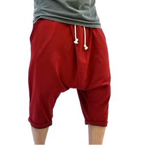 Baggy Joggers <b>Men</b> Sweat <b>Shorts</b> With Drawstring <b>Red</b> Color Knitted Drop Crotched Loose Gym Summer Crotch Sweat <b>Shorts</b> Breathable - Product Image 1