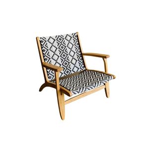 Fauteuil d'appoint extérieur moderne en teck écologique avec revêtement en tissu tressé pour salon et restaurant d'hôtel - Product Image 2