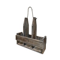 Estante para 3 Botellas de Vino de Madera de Albizia, Diseño Moderno y Minimalista, Hecho a Mano, Ecológico, Mueble para el Hogar Gubuk Bali con Asa de Cuerda
