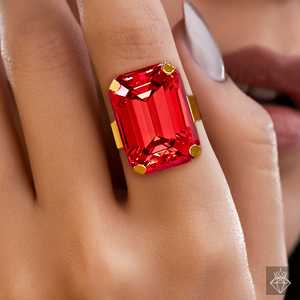 PRAO Adjustable Size Anti-Tarnish <b>Red</b> Crystal Ring - Product Image 2