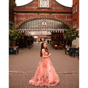 Lehenga Choli de seda de organza con estampado floral para mujer, hermosos conjuntos para mujer - Product Image 6