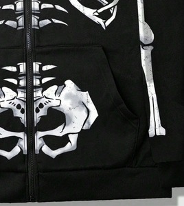 Sudadera con Capucha Personalizada con Estampado de Calavera DTF para Hombre, Sudadera con Cremallera de Manga Larga de Alta Calidad, Ropa Casual de Calle para Primavera y Otoño, OEM ODM - Product Image 4