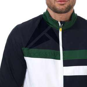 Ensemble de survêtement pour homme à blocs de couleur, col montant zippé, 2 pièces, respirant, en polyester et coton, tenue sportive décontractée, printemps, adulte - Product Image 3