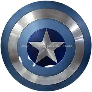Capitán América Shield Metal Cosplay Shield Cosplay Accesorios de fiesta de juego de rol 24 ''Escudo medieval redondo para adultos Hombres y mujeres.