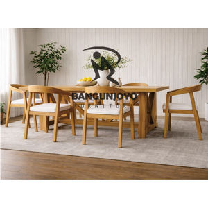 Modern Design Eco-Friendly Adjustable Teak Wood <b>Dining</b> <b>Table</b> and Chair Set for Apartments and Villas - Product Image 3