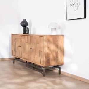 Vandana Autumn Mark 3-door <b>sideboard</b> with acacia wood Puzzle pattern inset fronts - Product Image 5