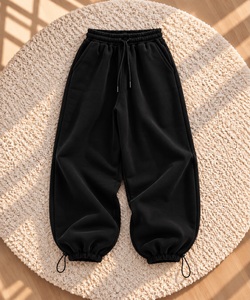 <b>Men's</b> Black Sweatpants Elastic Waist Drawstring <b>Cuffed</b> Breathable Casual Joggers 100% Cotton Quick Dry Eco-Friendly - Product Image 1