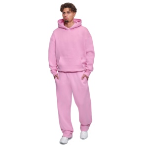 Survêtement décontracté 2 pièces pour homme, grande taille, à capuche, 100 % coton, idéal pour la gym et le jogging, personnalisable et de haute qualité - Product Image 1