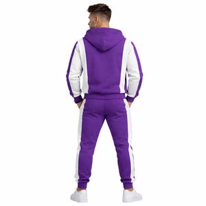 Conjunto Deportivo para Hombre, Chaqueta con Capucha y Pantalones Ajustados en Contraste Morado, Ropa Deportiva para Gimnasio - Product Image 4