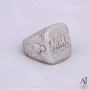 925 Sterling Silver Radiant Cut Moissanite Hip Hop Wedding Band Pave Set Custom <b>Name</b> <b>Ring</b> for Unisex - Product Image 1