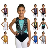 Justaucorps de gymnastique rythmique professionnel pour enfants, personnalisable avec strass, manches longues, pour filles, entraînement, danse, taille élastique