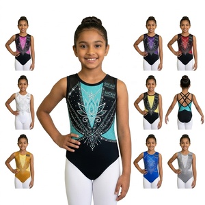 Professional Children Customizable Rhinestone Rhythmic Gymnastics Leotards Long Sleeve <b>Girls</b> Training Dancing Wear Elastic Waist - Product Image 1