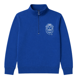 Sudadera Zeta Phi Beta Azul con Cierre de Cremallera, Bordado Premium, Ecológica, con Letras Griegas, Cómoda y Casual - Product Image 1