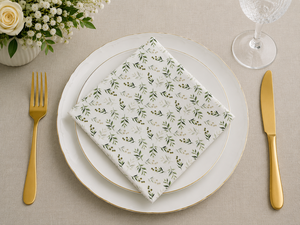 Serviette de table carrée en coton slub imprimé feuilles vertes pour mariage, fête, restaurant, dîner - Product Image 2