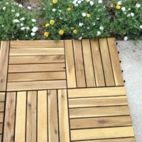 Tuile de terrasse carrée en composite bois-plastique, moderne, brossée, à double verrouillage, antidérapante, imperméable, ignifuge et écologique, à faire soi-même
