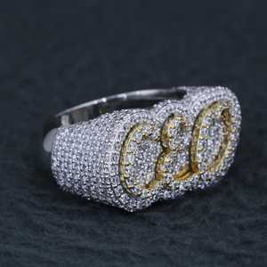 Custom Letter Moissanite <b>Ring</b> Rhodium Plated 925 Sterling Silver Oval Drip Style <b>Name</b> <b>Ring</b> for Men Party Gift - Product Image 3