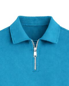 Sweat-shirt court zippé pour femme, bleu ciel, personnalisé par le fabricant, décontracté, avec cordon de serrage à l'ourlet, en molleton doux, coton et polyester - Product Image 5