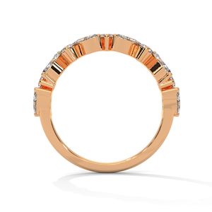 Anillo de Oro Rosa con Banda de Diamantes Festoneada para Mujer, Anillo Curvo de Media Eternidad Apilable, Joyería Fina para Aniversario de Bodas - Product Image 3