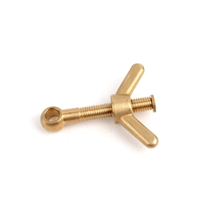 Perno de ala en T de latón con ojal, sujetador roscado, acabado autocoloreado, uso mecánico industrial - Product Image 1