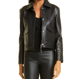 Veste d'hiver chauffante en cuir de mouton matelassé uni respirant de haute qualité, écologique, pour femme, en coton, vente en gros - Product Image 1