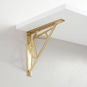 <b>Wall</b> Mounted Brass Shelf Bracket for Contemporary Wooden <b>Floating</b> <b>Shelves</b> Premium Furniture Hardware Manufacturing Supply - Product Image 1