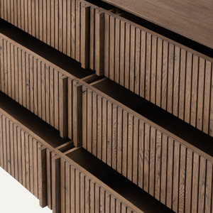 Commode moderne en bois cannelé Linea pour la maison et l'extérieur, salon, salle à manger - Product Image 4