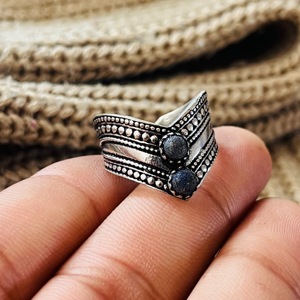 Lapis lazuli Stone <b>Ring</b> Tribal <b>Brass</b> Finger <b>Ring</b> for Women Boho Ethnic <b>Brass</b> <b>Ring</b> Oxidized Silver - Product Image 4