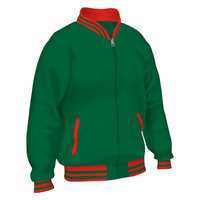 Veste de sport bleue pour homme avec bordure bleu clair, fermeture éclair sur le devant, poches, style preppy, coupe classique, hiver, vintage
