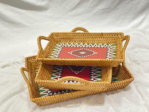 Bandeja de Servir de Madera de Bambú 100% Natural Tejida a Mano por Fabricante Vietnamita con Asas/Tapa, Color y Tamaño Personalizados para Comedor - Product Image 2