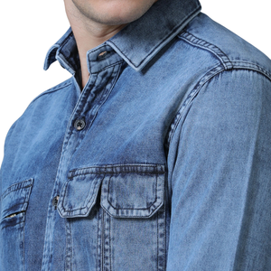 เสื้อเชิ้ตยีนส์ลำลองผู้ชาย ขายส่ง ปรับแต่งได้ สวมใส่สบาย ระบายอากาศดี ผ้าฝ้ายไม่เป็นขุย - Product Image 4