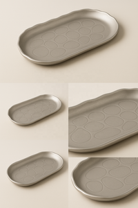 Bandeja DE SERVICIO DE ALUMINIO chapada en plata personalizada, decoración decorativa texturizada de guijarros para el hogar de WB INC INDIA - Product Image 3