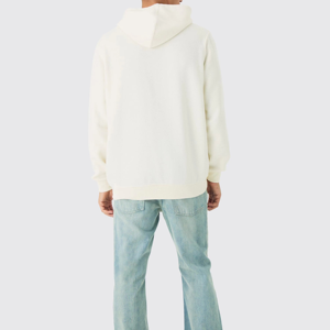 Sweat-shirt à capuche pour homme en coton molletonné, coupe classique, avec imprimé bleu 00, couleur crème - Product Image 4