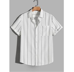Camisa Casual de Manga Corta para Hombre, de Algodón, Transpirable, Estilo Veraniego, Cómoda, Corte Regular, para Uso Diario - Product Image 1