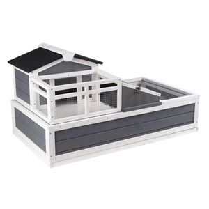 Enclos en bois pour tortues à 3 pièces, habitat à 2 étages avec balcon et rampe, structure de jeu intérieure/extérieure pour tortues - Product Image 3