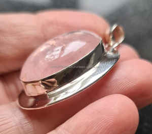 Colgante de Plata de Ley 925, colgante de piedras preciosas de cuarzo rosa para collar, joyería de plata hecha a mano, regalo para madre - Product Image 6