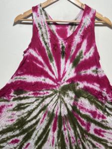 Elegante Blusa sin Mangas con Estampado Tie Dye Rosa para Mujer, Estilo Boho con Cuello Redondo |   Vestido Casual Holgado con Corte Evase para Verano - Product Image 4