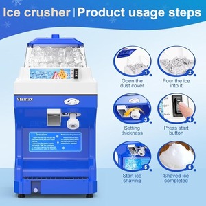 เครื่องทำน้ำแข็งไสไฟฟ้า, เครื่องไสน้ำแข็ง 300 วัตต์, เครื่องทำน้ำแข็งเกล็ดหิมะปรับความหนาได้, เครื่องบดน้ำแข็ง 661 ปอนด์/ชม. - Product Image 5